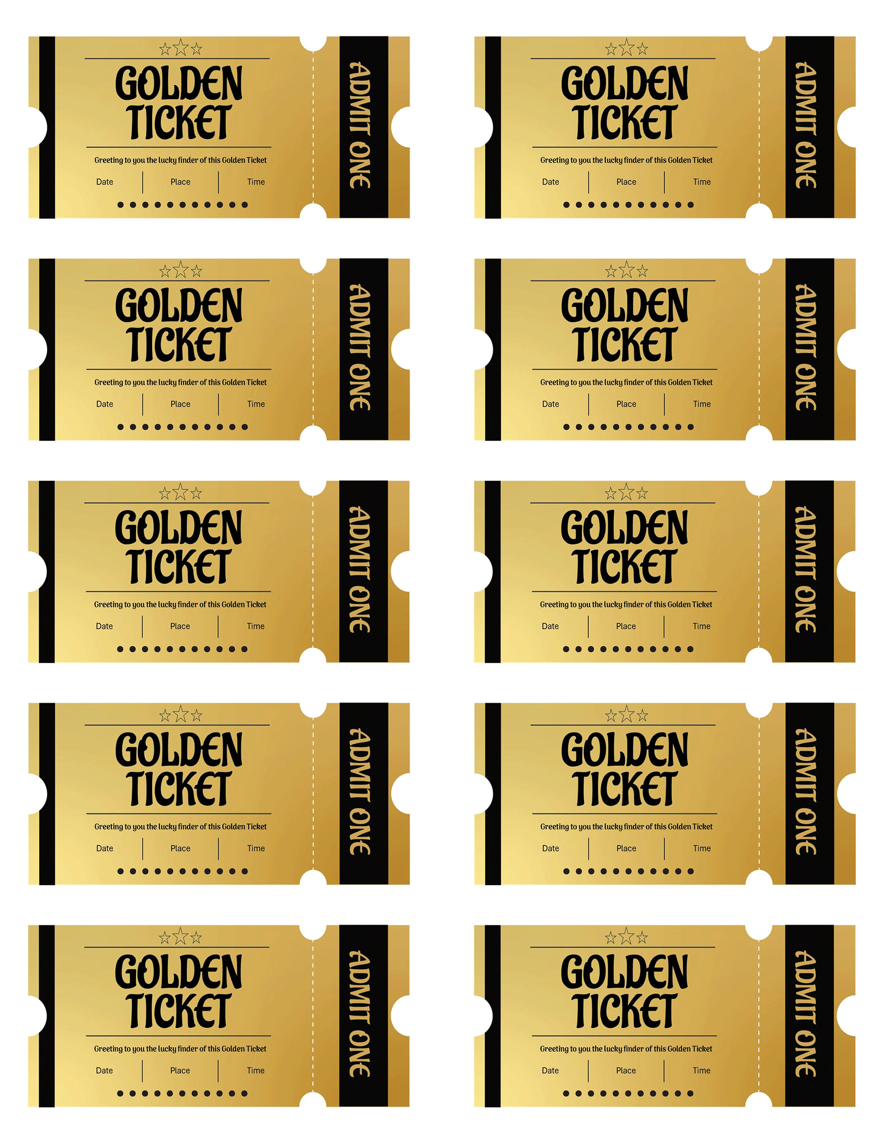 Free Printable Tickets Template