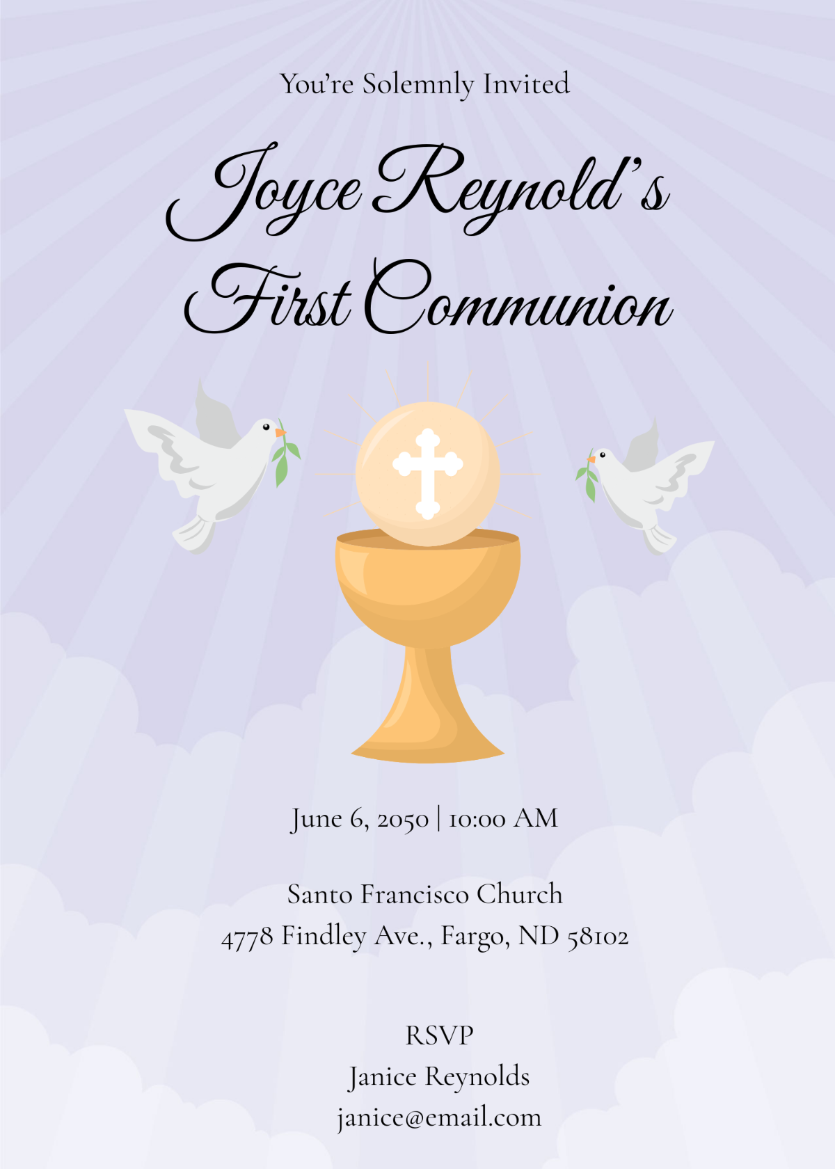 Free Printable First Communion Card