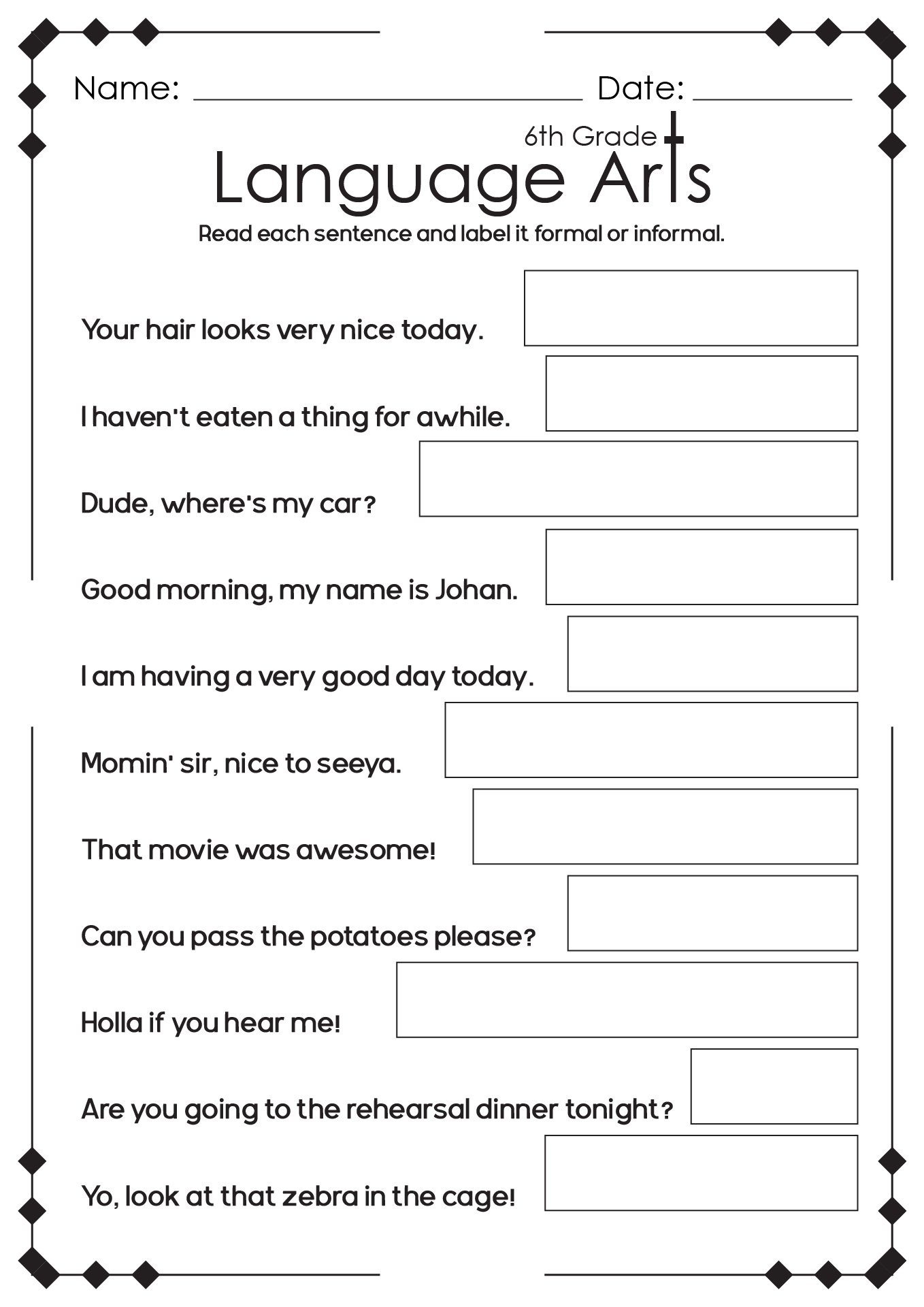Free Free Printable 7th Grade Grammar Worksheet Download Free 