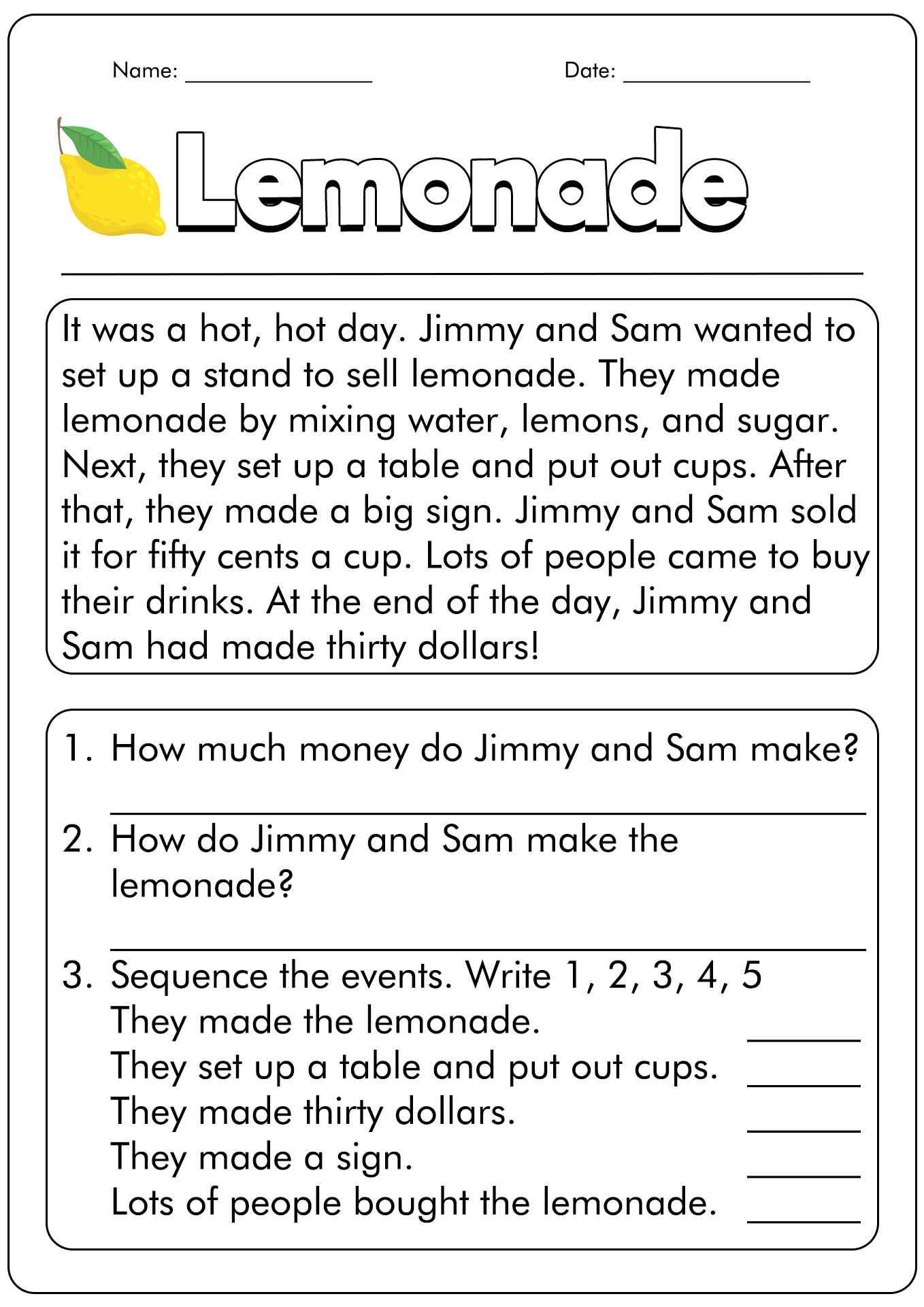 1st Grade Worksheets Free Printable Reading