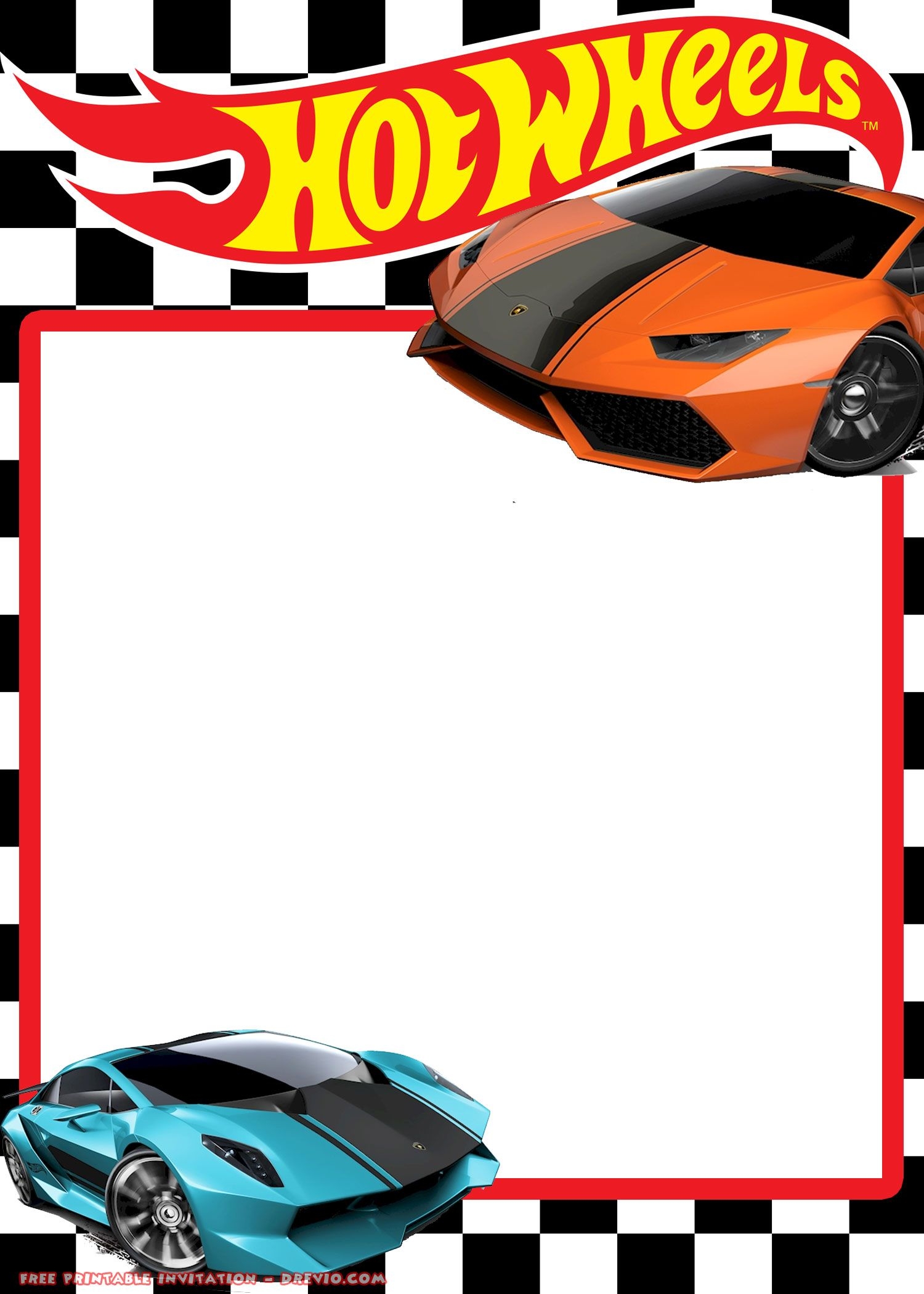 FREE Hot Wheels Lamborghini Invitation Templates