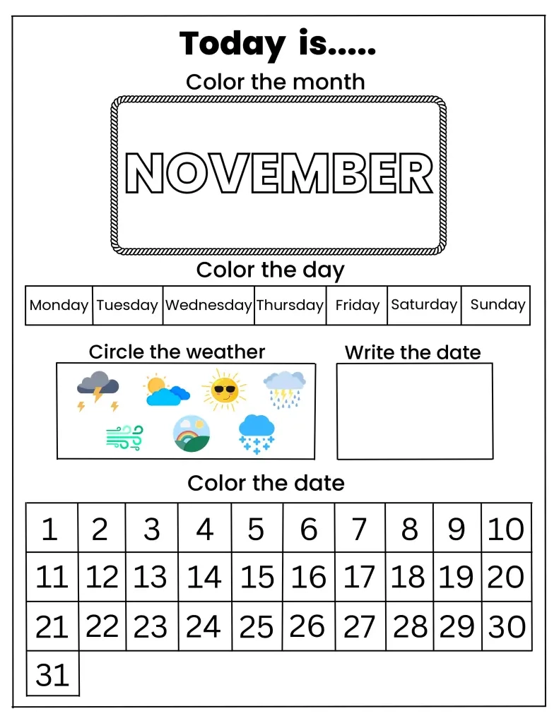 Free Interactive Preschool Calendar Printables 12 Months In 