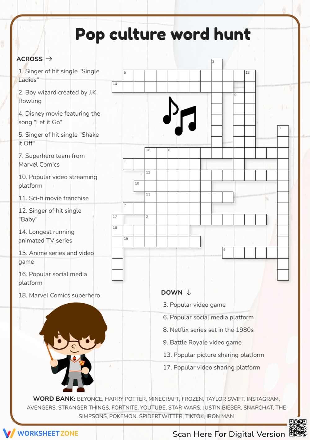 Free Printable Pop Culture Crossword Puzzles