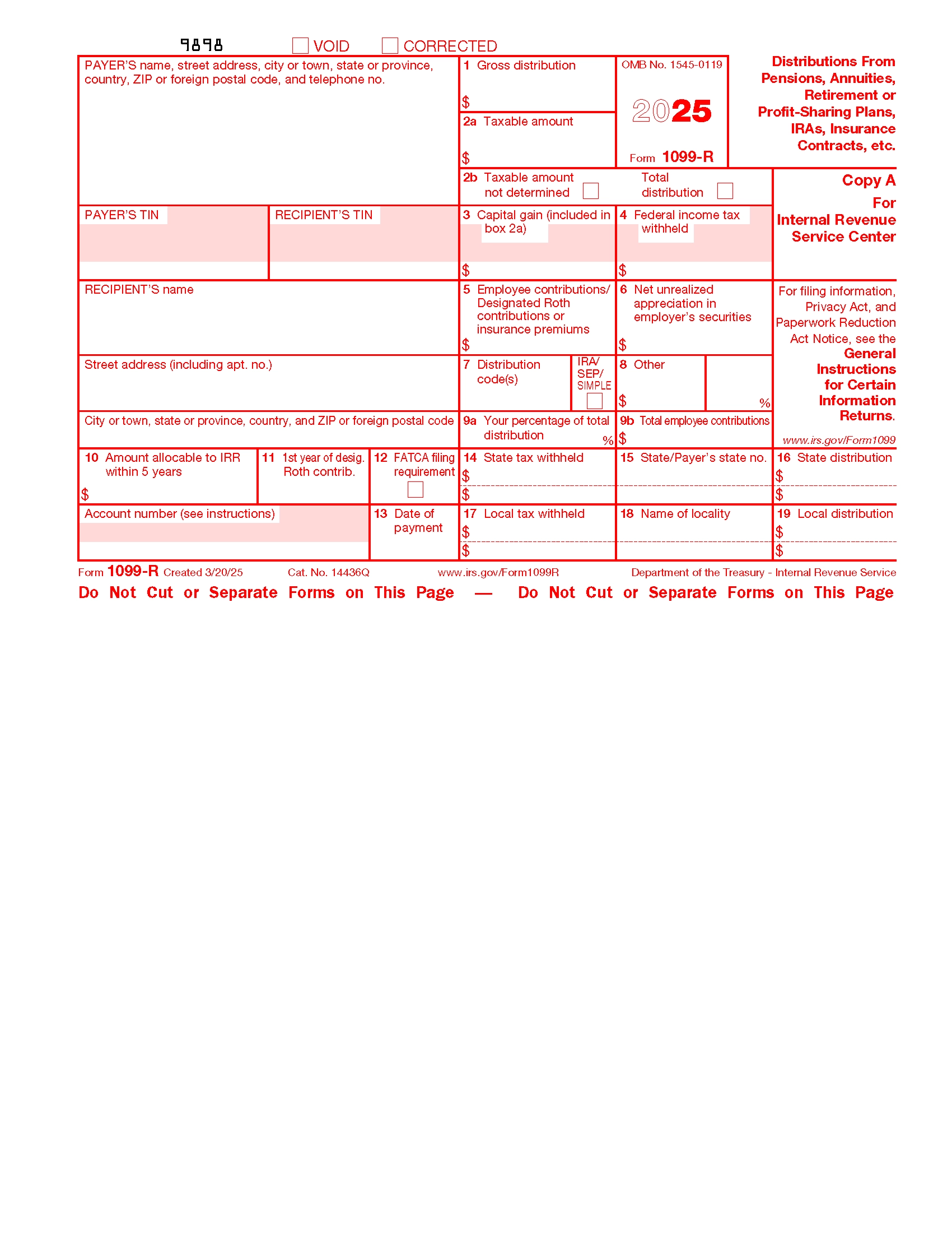 Free IRS 1099 R PDF EForms