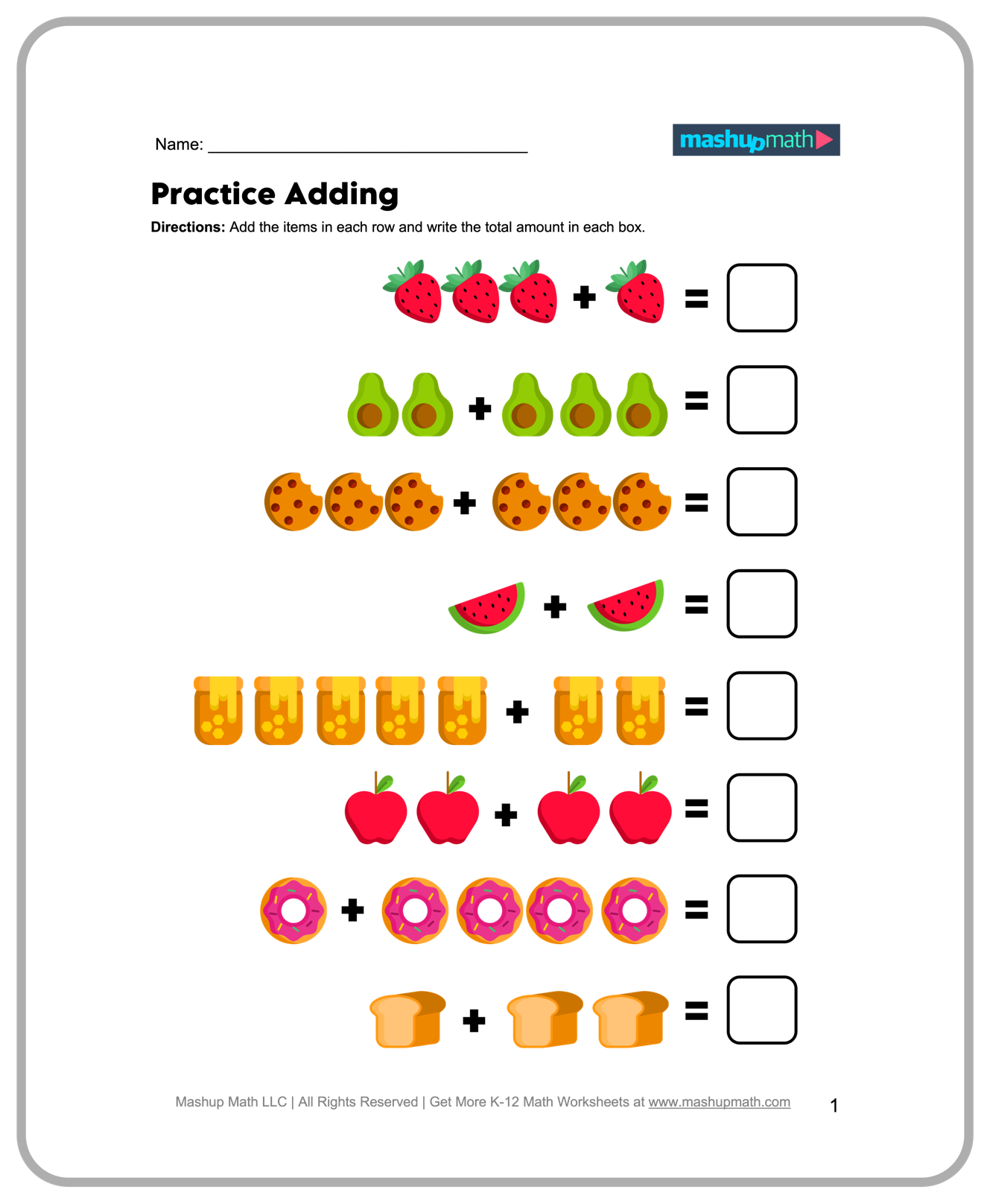 Free Math Printable Worksheets Kindergarten