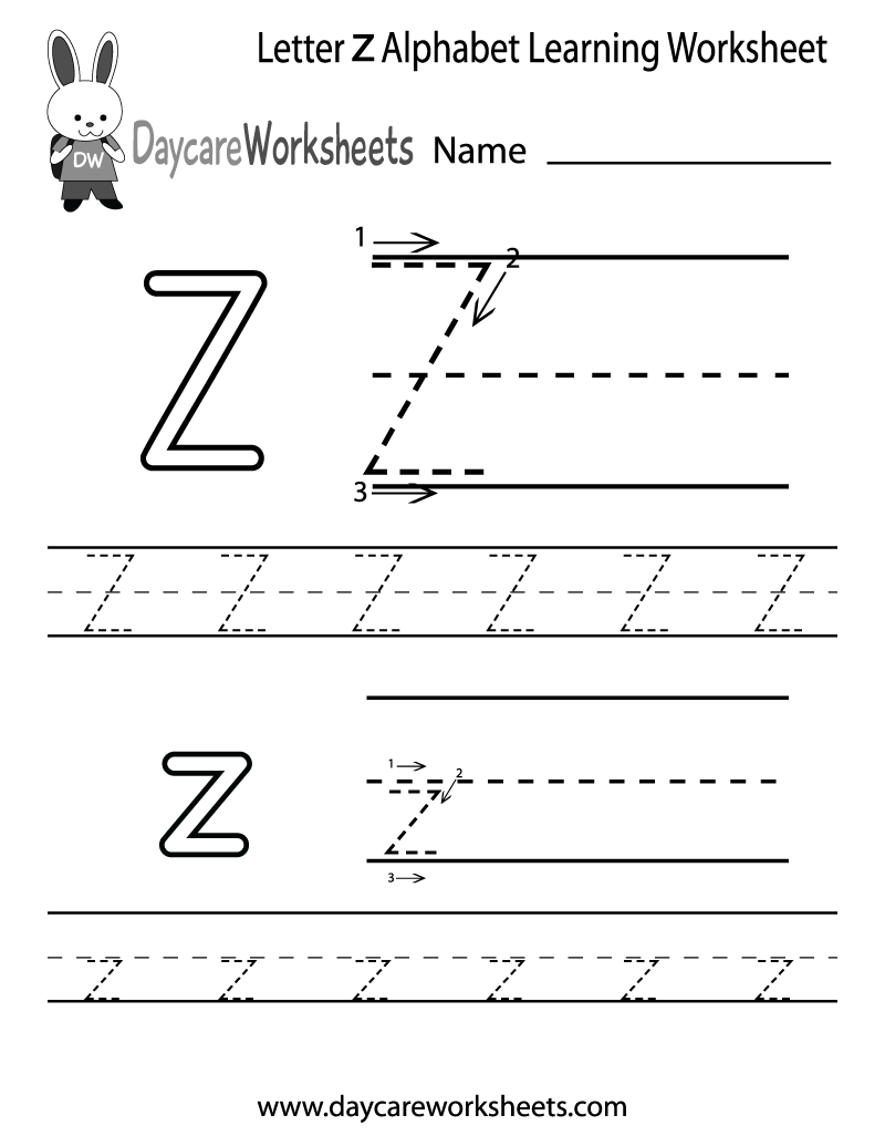 Free Printable Letter Z Worksheet Preschool