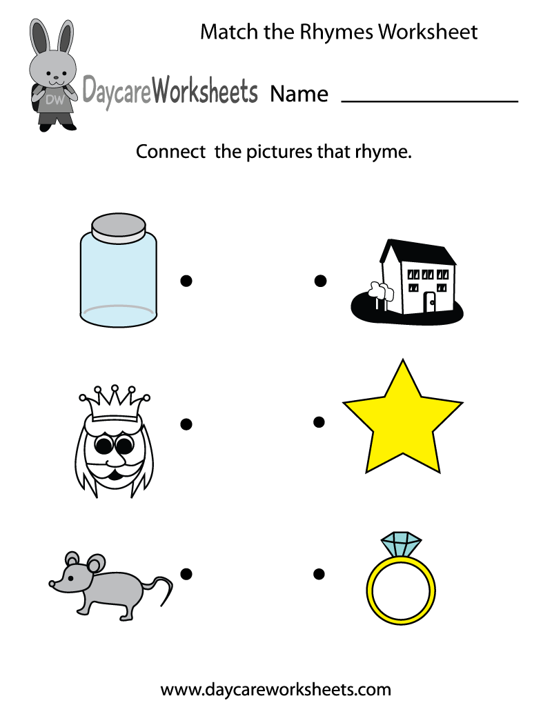 Free Printable Rhyming Worksheets For Pre K