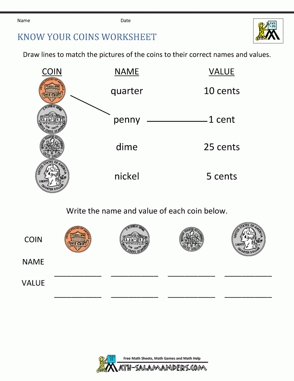 Printable Money Worksheets For Kids