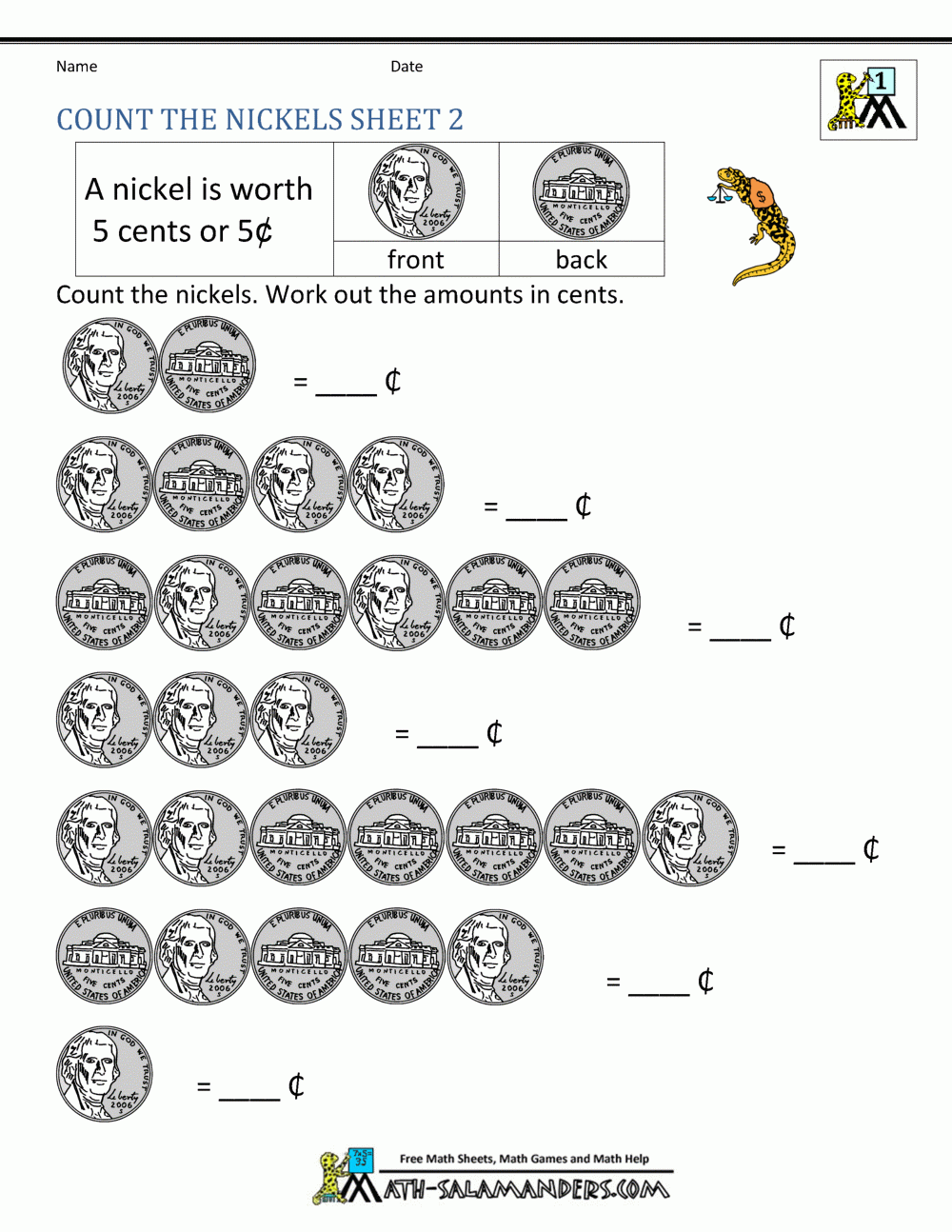 Printable Money Worksheets For Kindergarten
