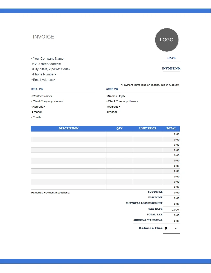 Printable Invoice Template Word