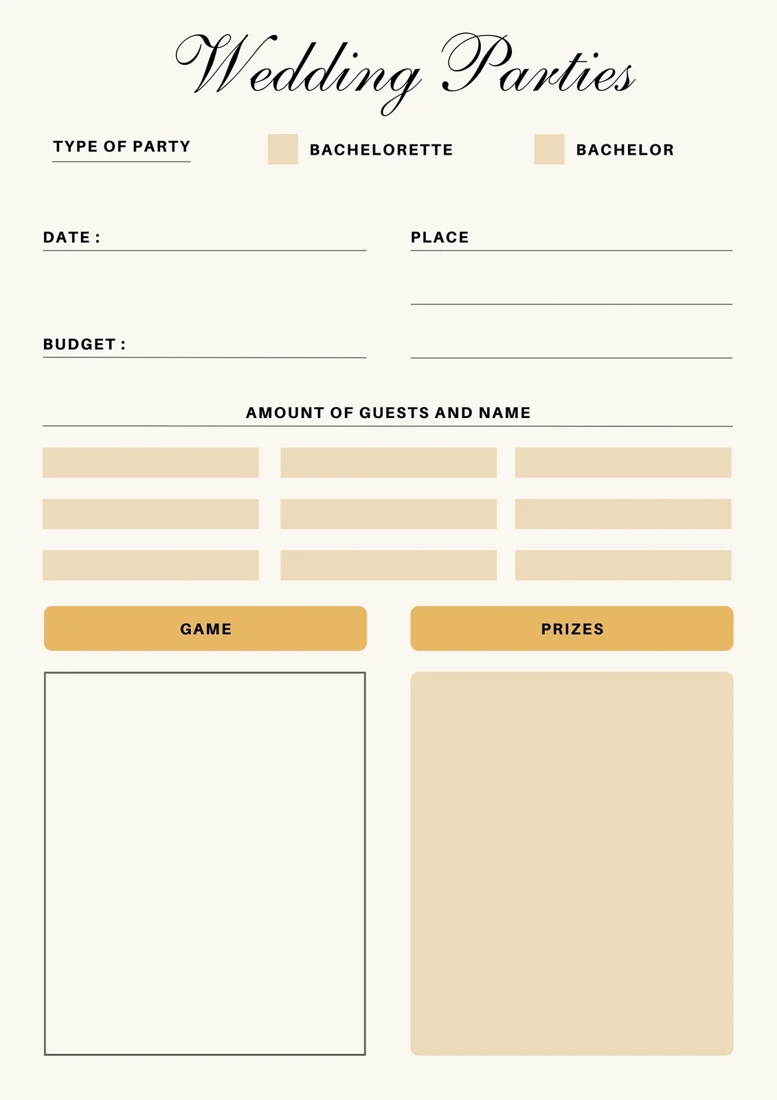 Free Printable Party Planner Forms