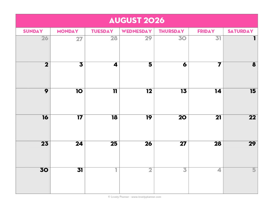 Blank Printable School Calendars
