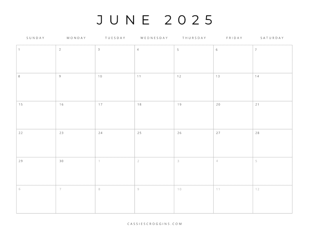 Blank Printable Calendar June