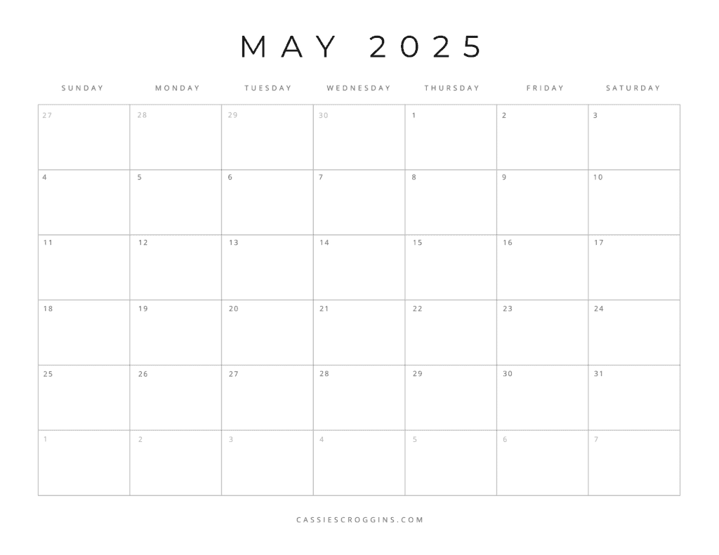 Printable Calendars 2025 Blank