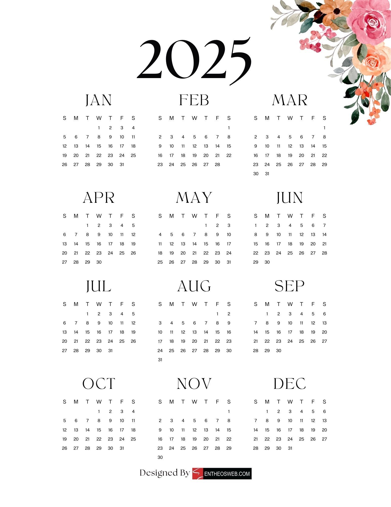 Free Printable 2025 Calendars Free Printable 2025 Calendars 