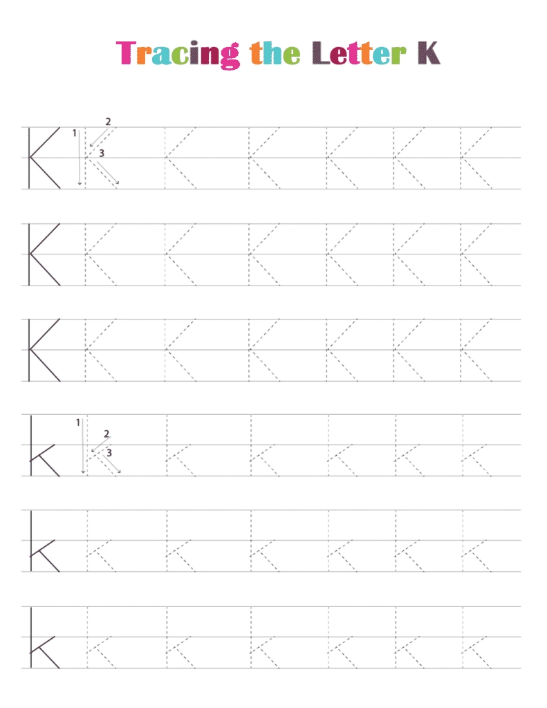 Free Printable Letter K Tracing Worksheets