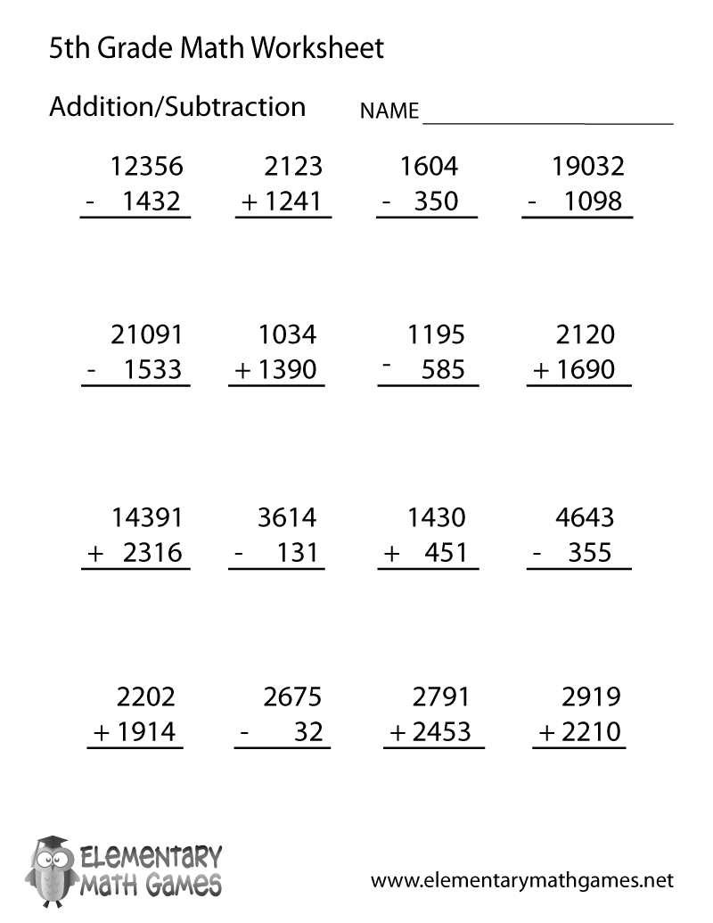Free Printable Arithmetic Worksheet For Fifth Grade Worksheets 