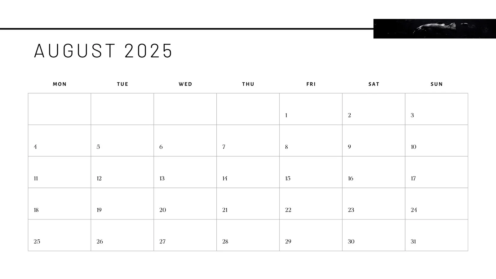 Free Printable Blank August Calendar