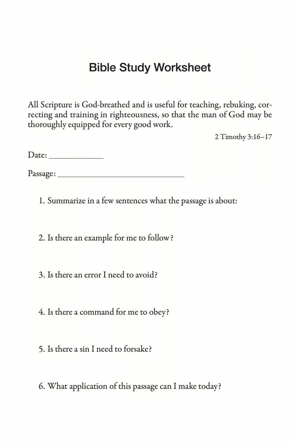 Free Youth Bible Lessons Printables