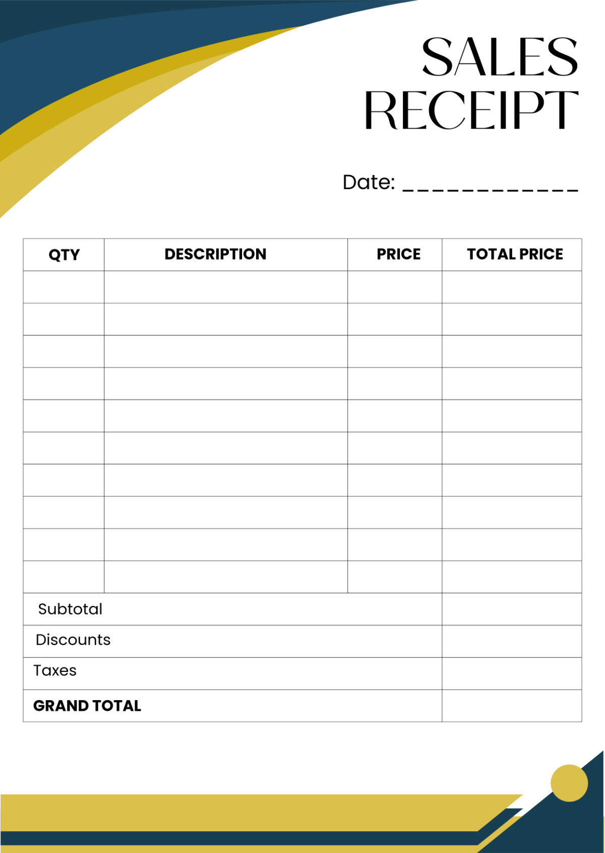 Receipt Printable Template