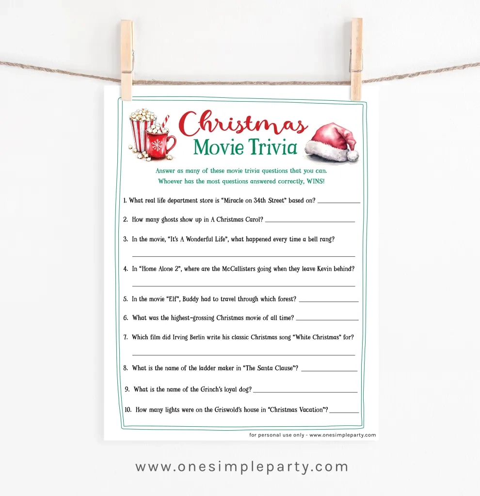 Free Printable Movie Trivia