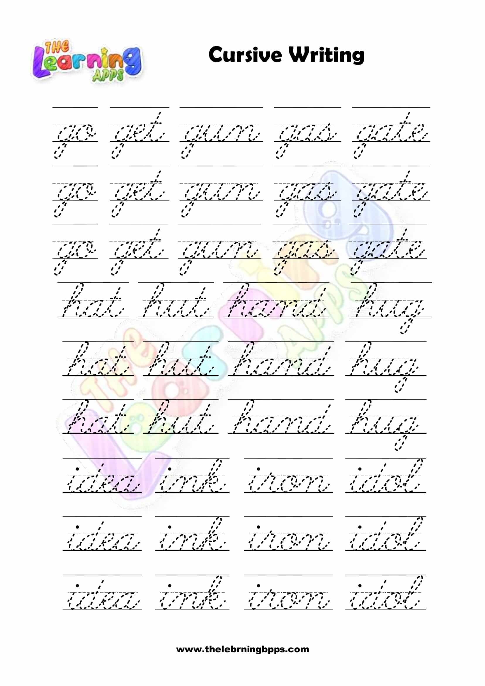 Cursive Writing Printable Sheets