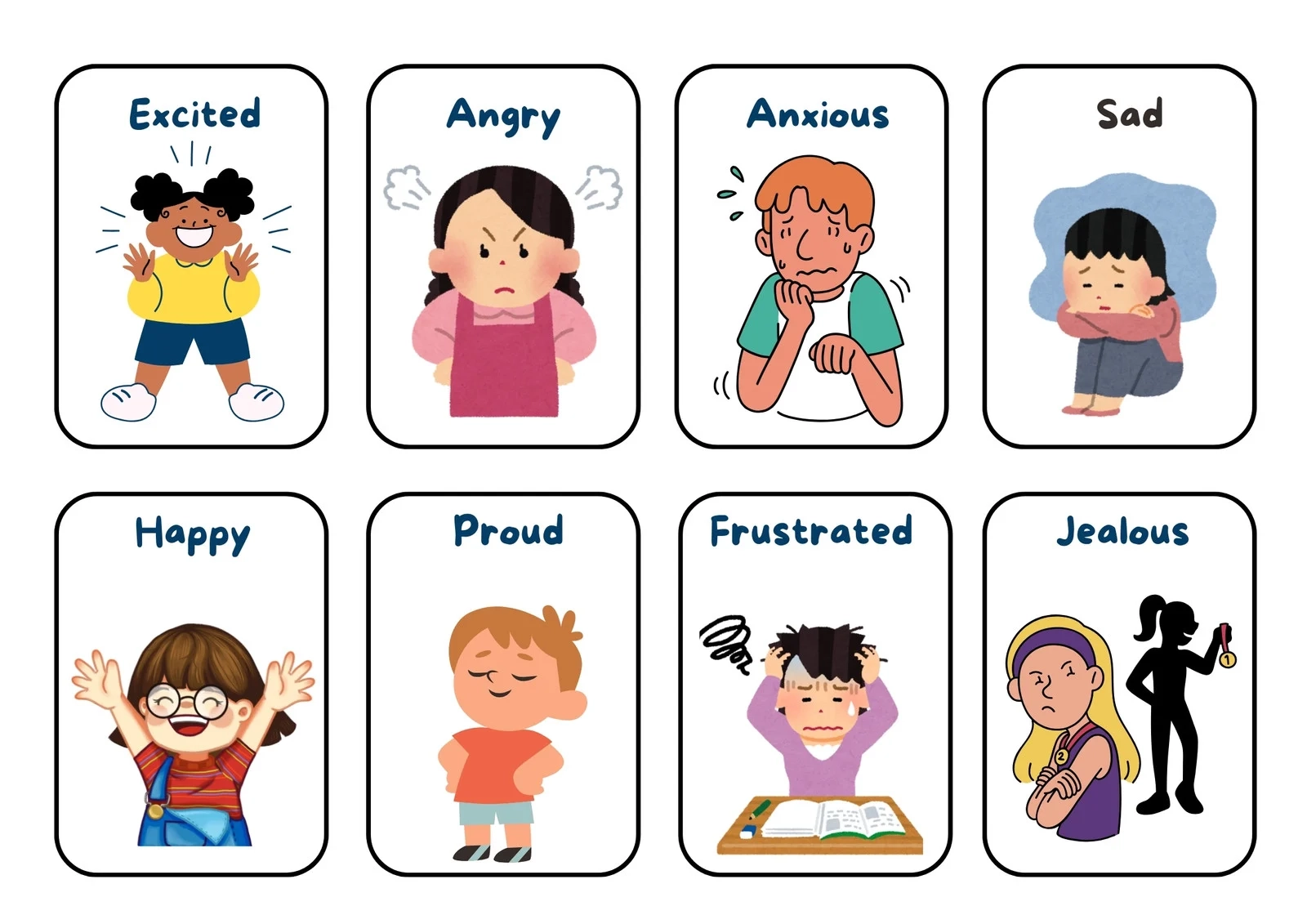Free Printable Custom Emotions Flashcard Templates Canva