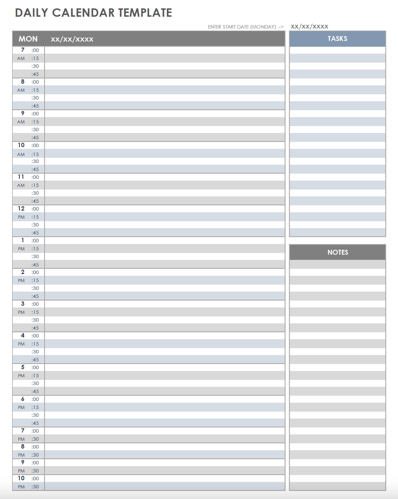 Daily Schedule Template Free Printable