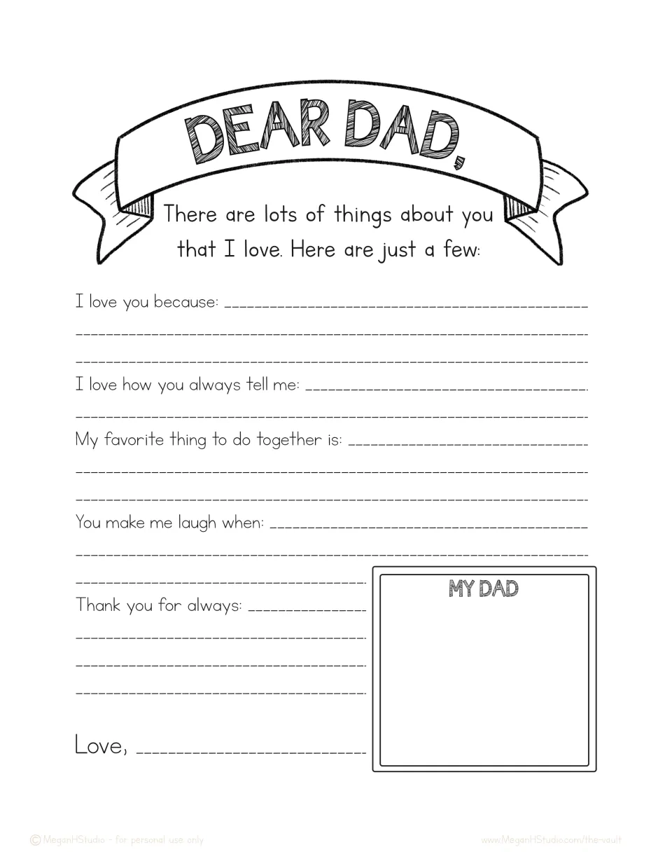 Free Printable Father s Day Letter Template MeganHStudio