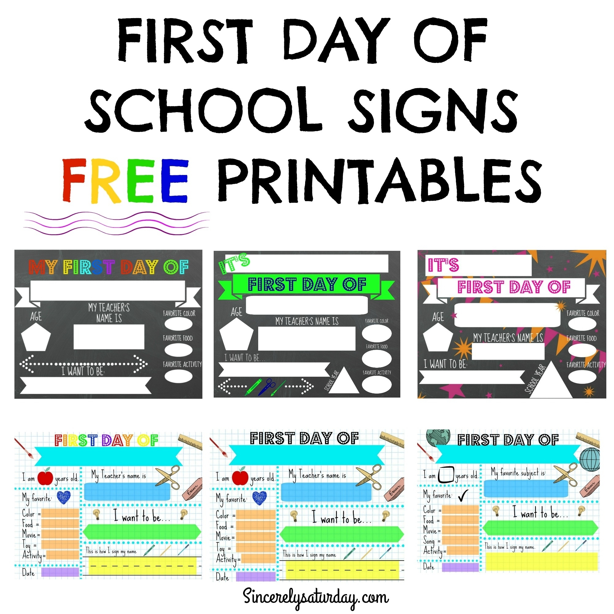 Free Printable First Day Of School Template