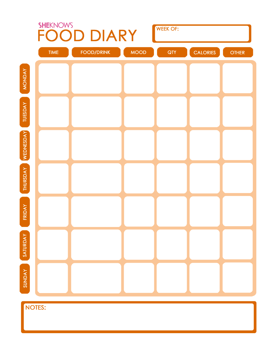 Food Journal Printable Template
