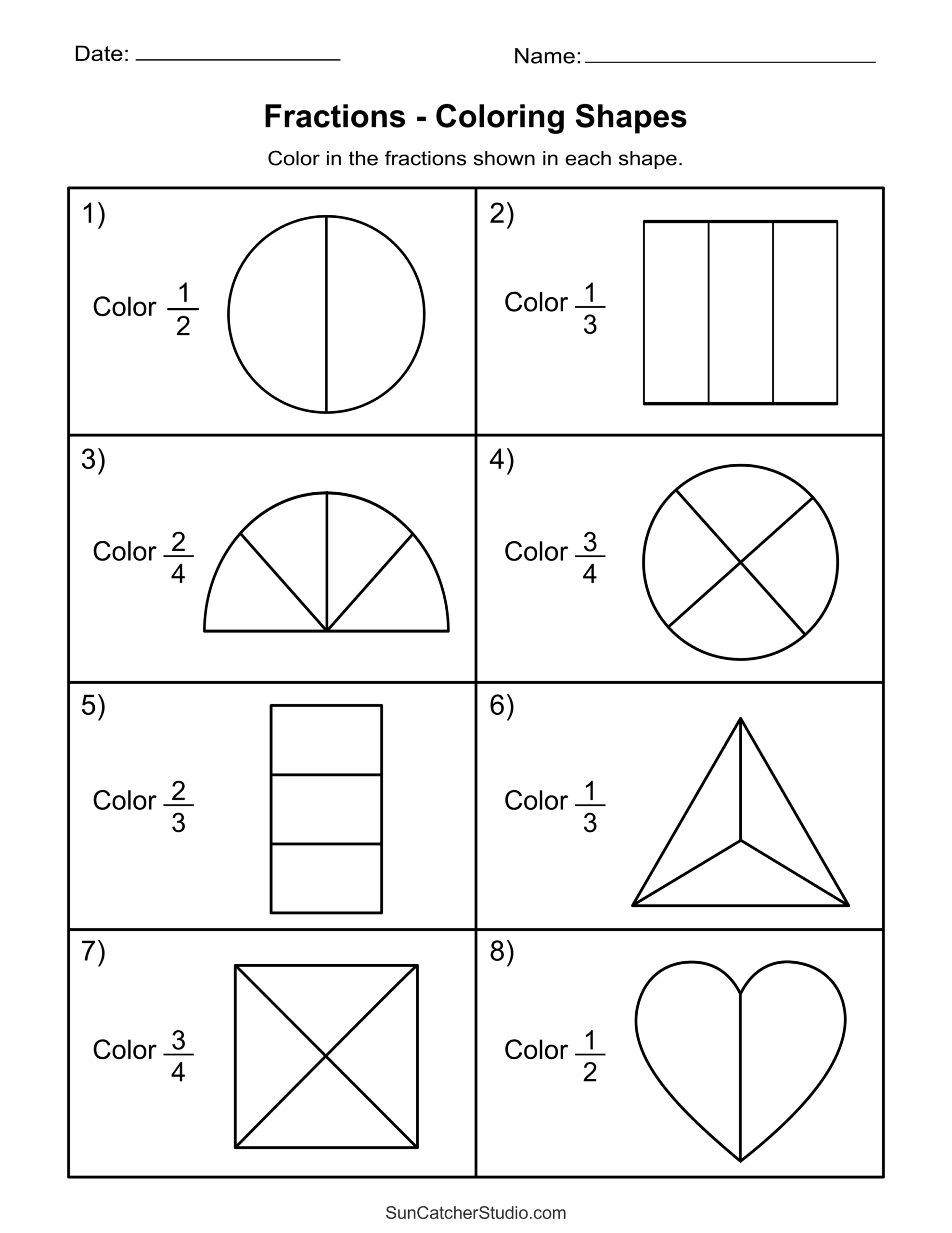 Free Printable Fractions Worksheets Comparing amp Identifying 