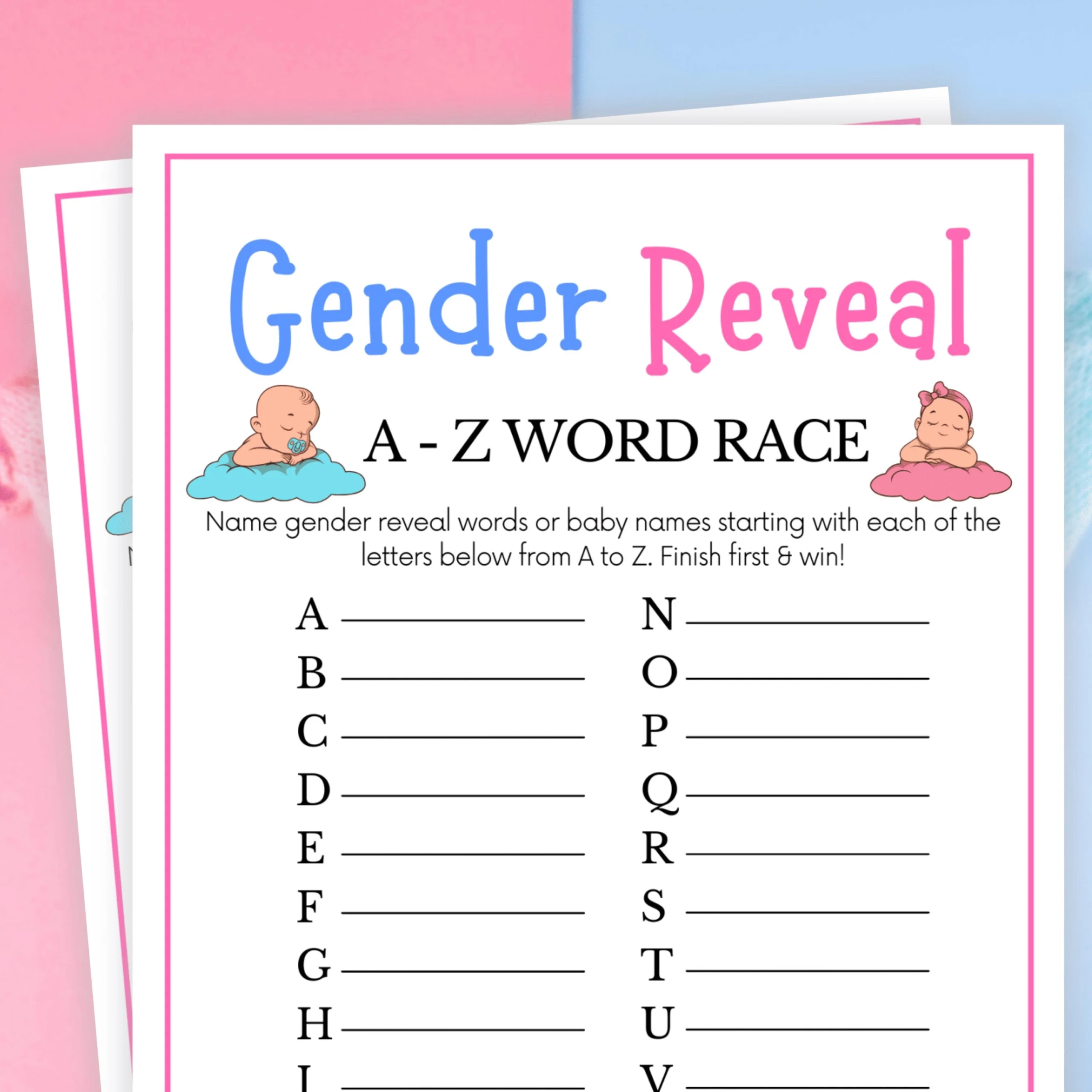 Free Printable Gender Reveal Games Etsy Canada