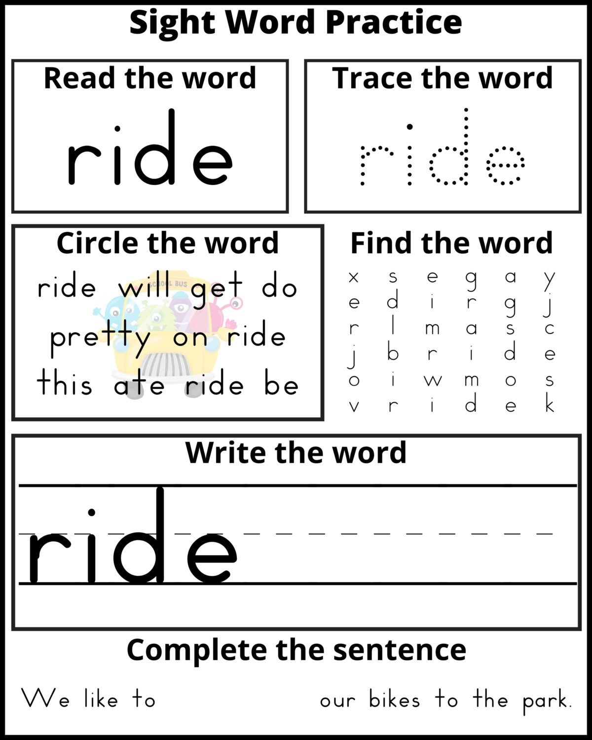 Free Printable Sight Word Worksheets For Kindergarten