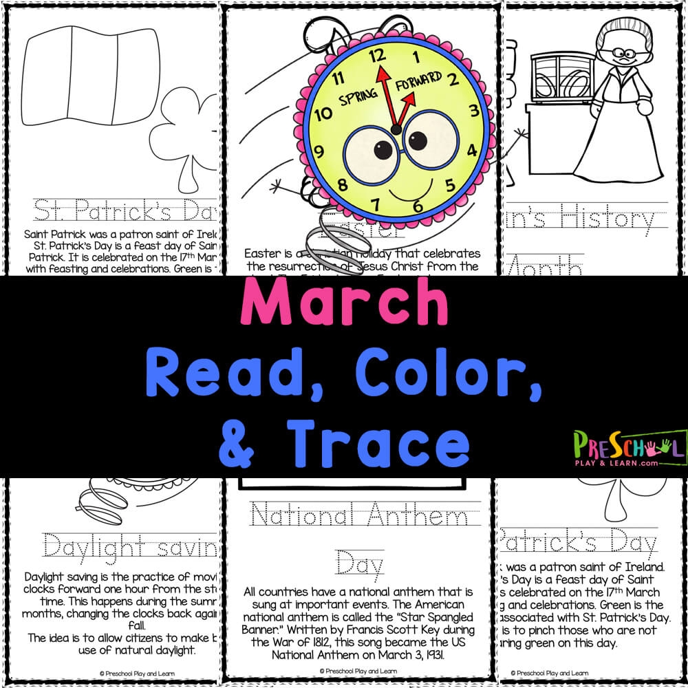 FREE Printable March Coloring Pages For Preschoolers