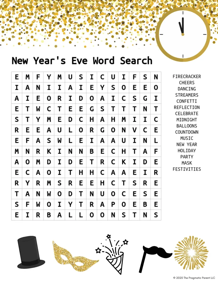New Years Word Puzzle Printable