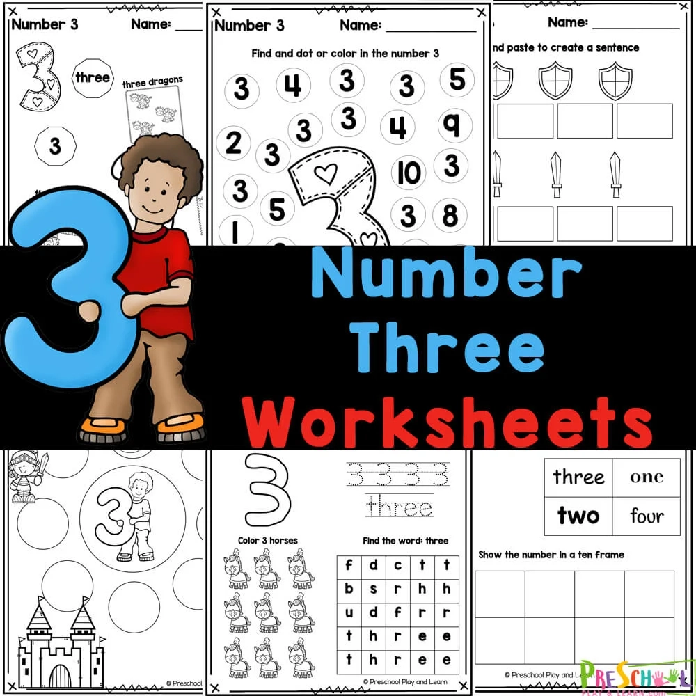 Free Printable Number 3 Tracing Worksheets