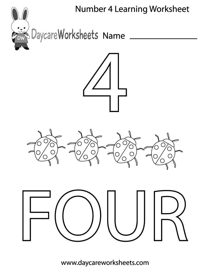 Number 4 Worksheets Free Printable