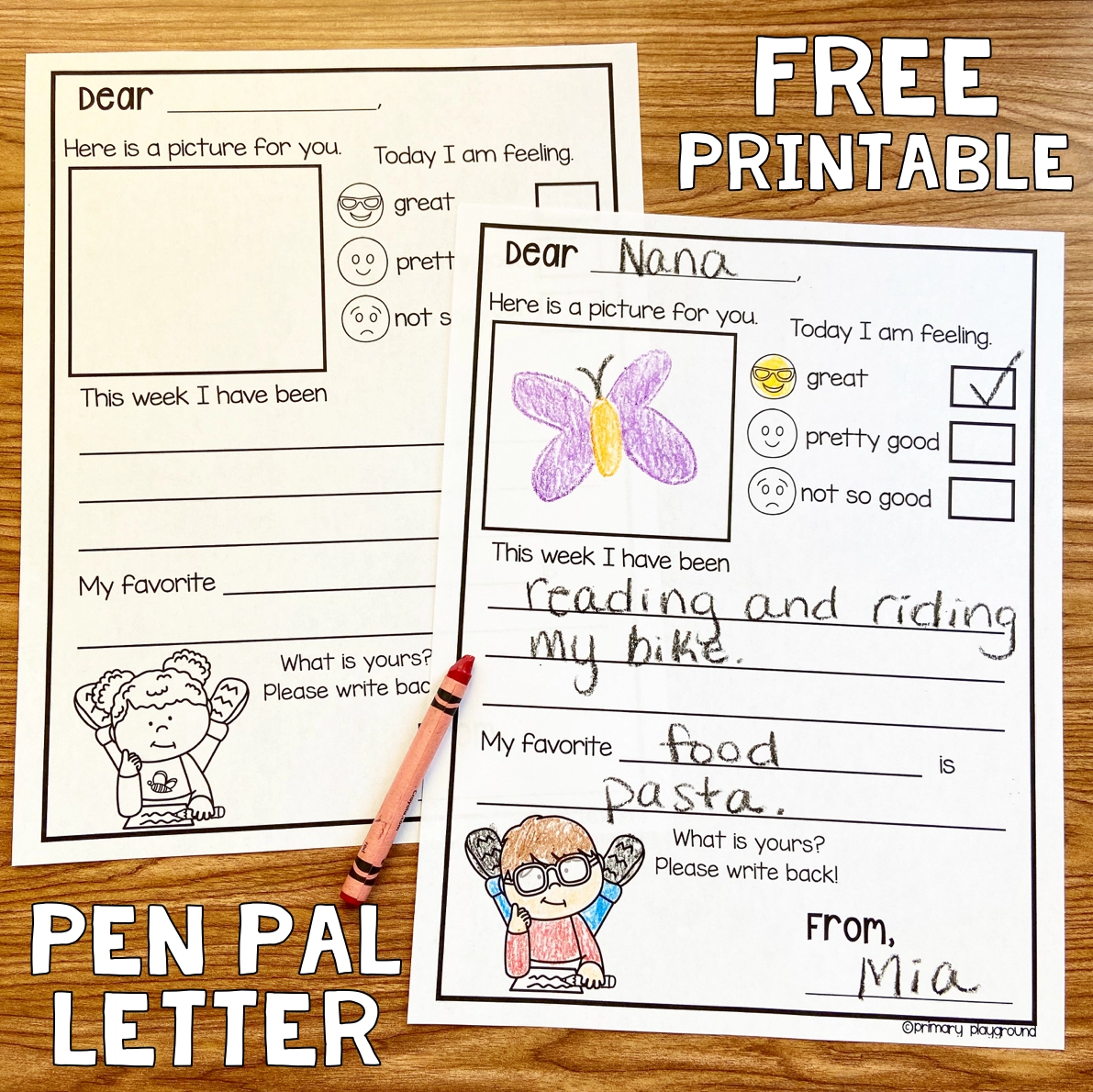 Free Printable Pen Pal Letter Primary Playground