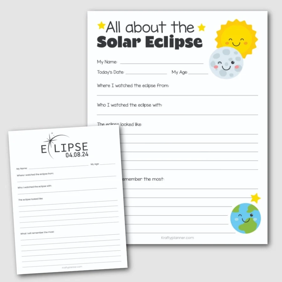 Free Printable Solar Eclipse Worksheets