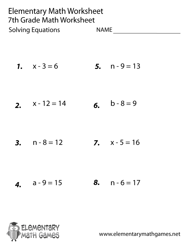 Math Worksheet Printable Free 7th Grade