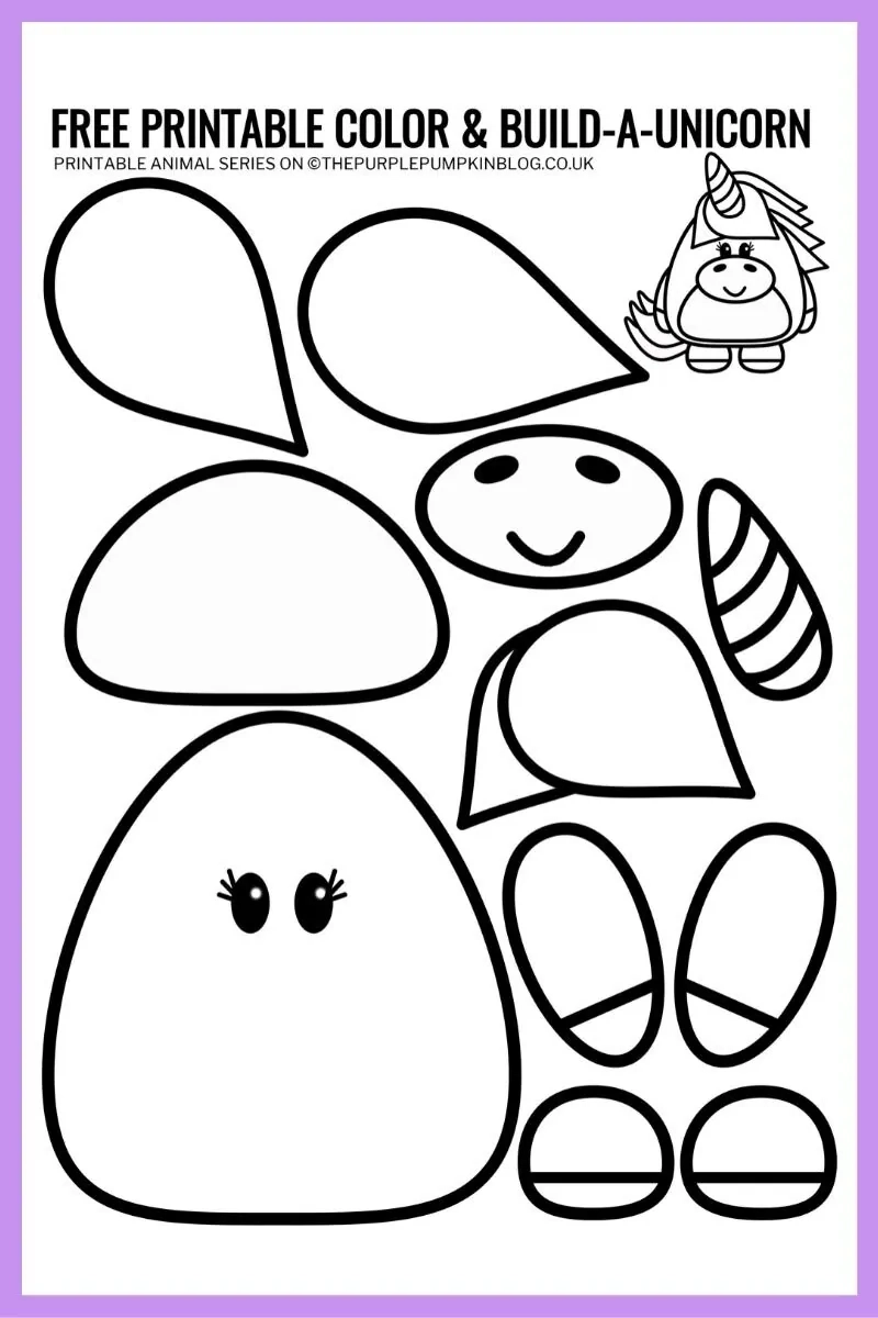 Free Printable Unicorn Template Color amp Build A Unicorn 