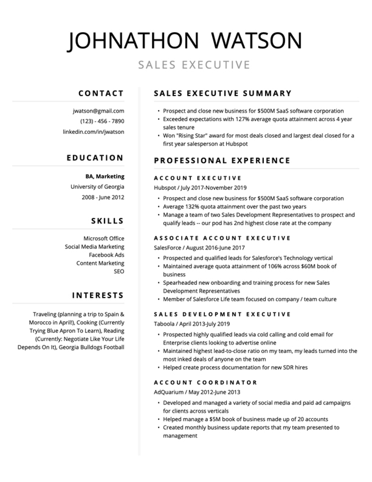 Free Resume Template Printable