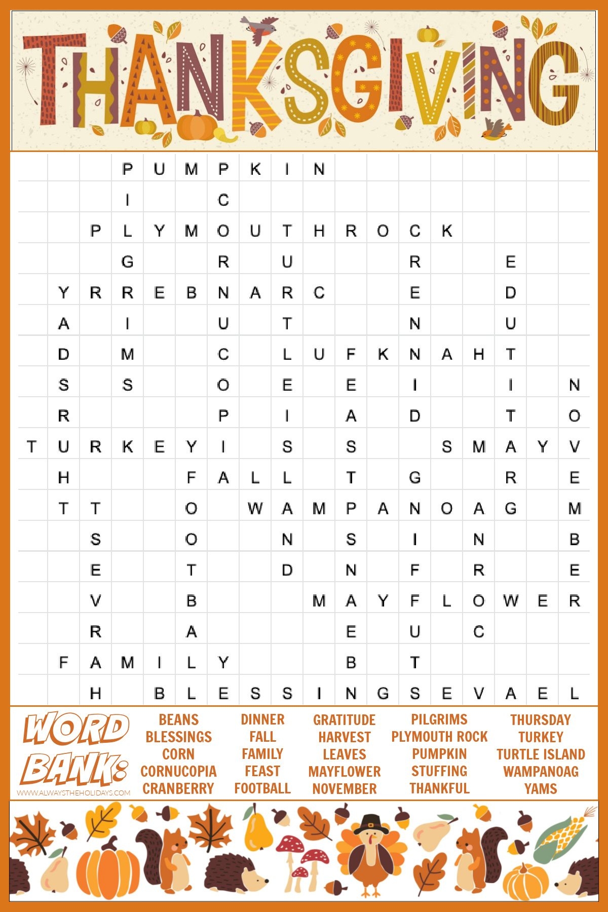 Thanksgiving Puzzles Printable