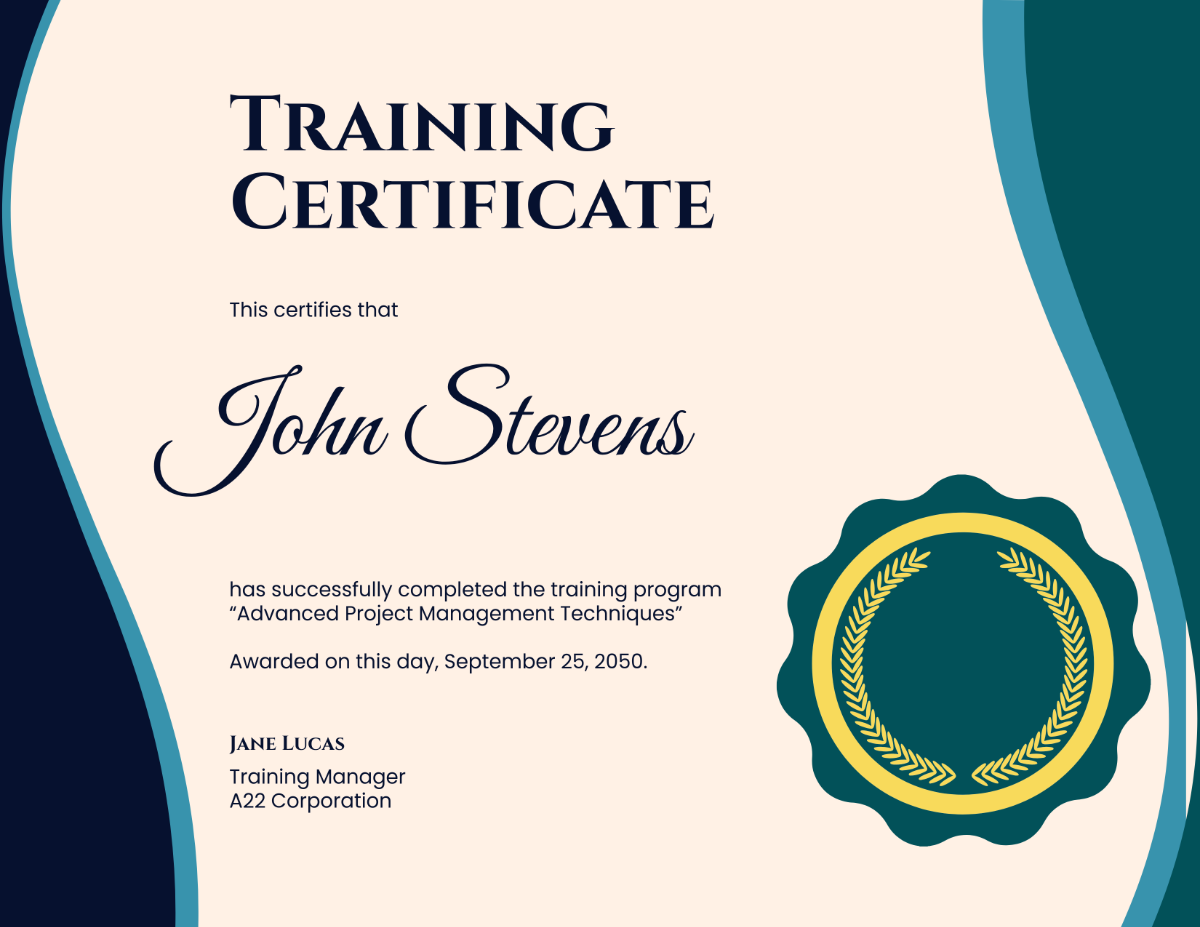 Free Training Certificate Template To Edit Online