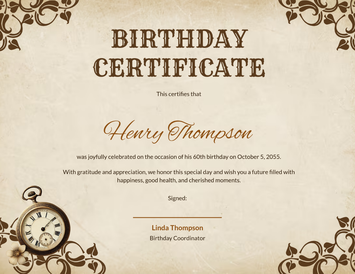Birthday Certificate Templates Free Printable