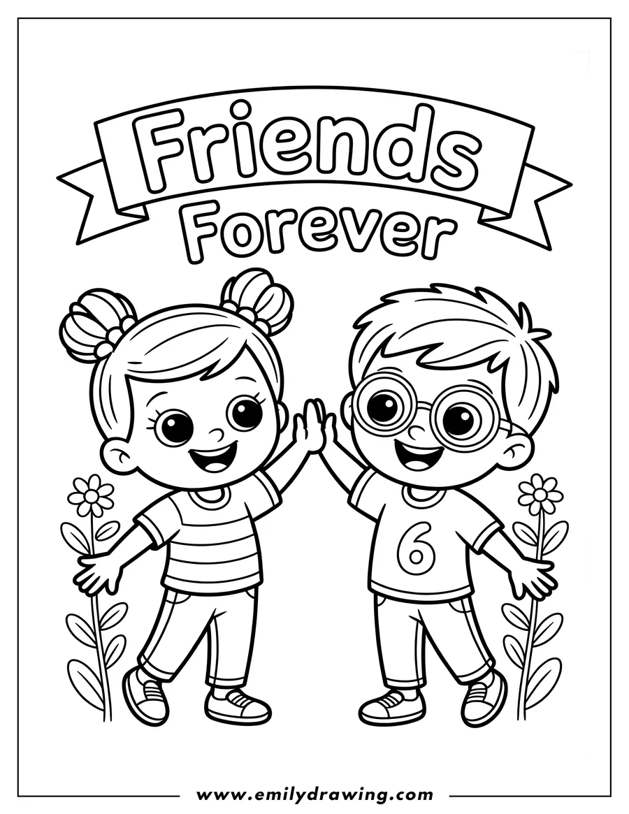 Friendship Coloring Page Printable