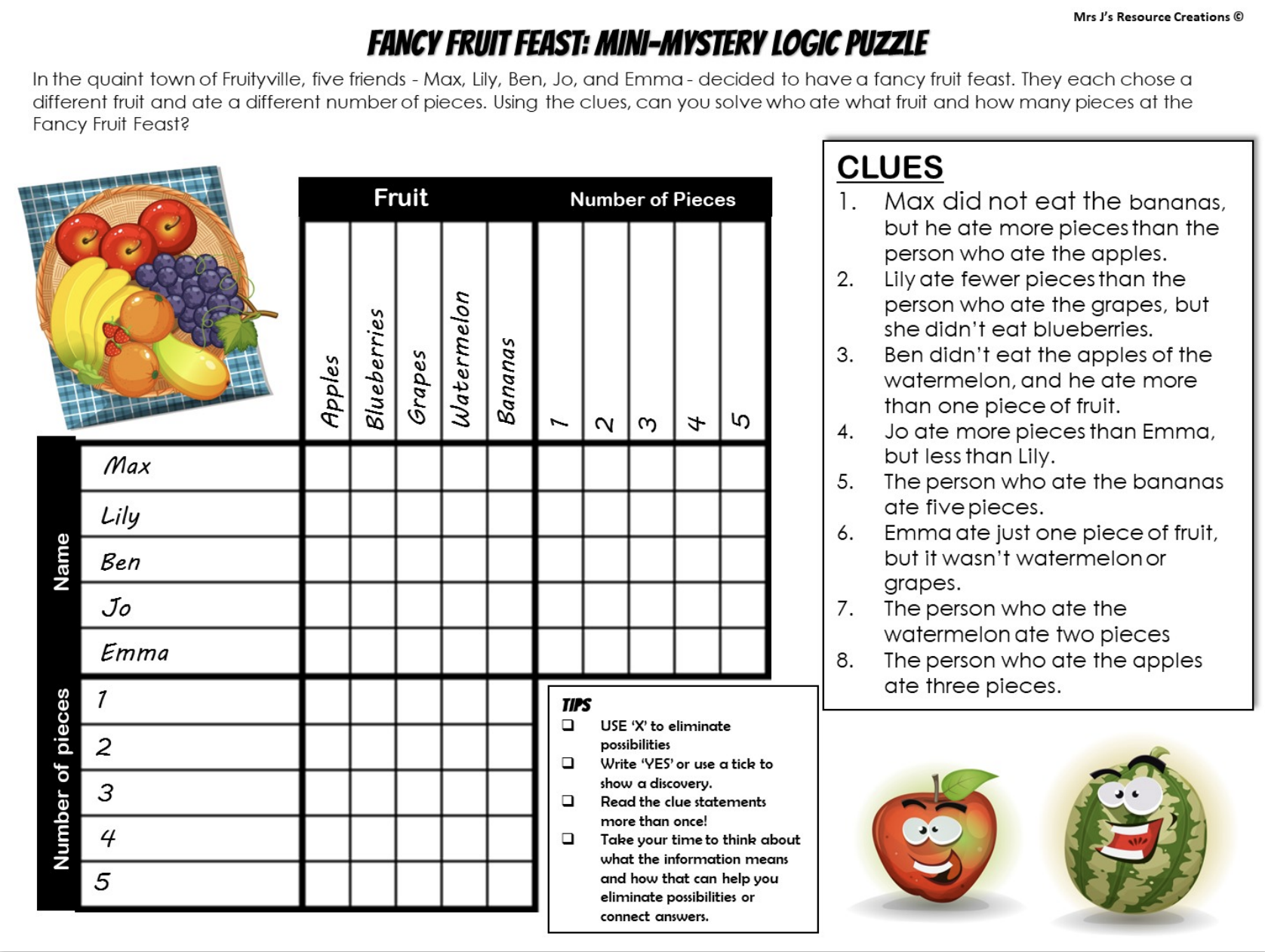 Free Printable Logic Puzzle Worksheets