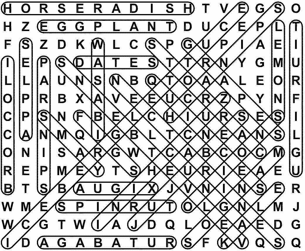 Fruits And Vegetables A Z solution Large Print Word Search Puzzle