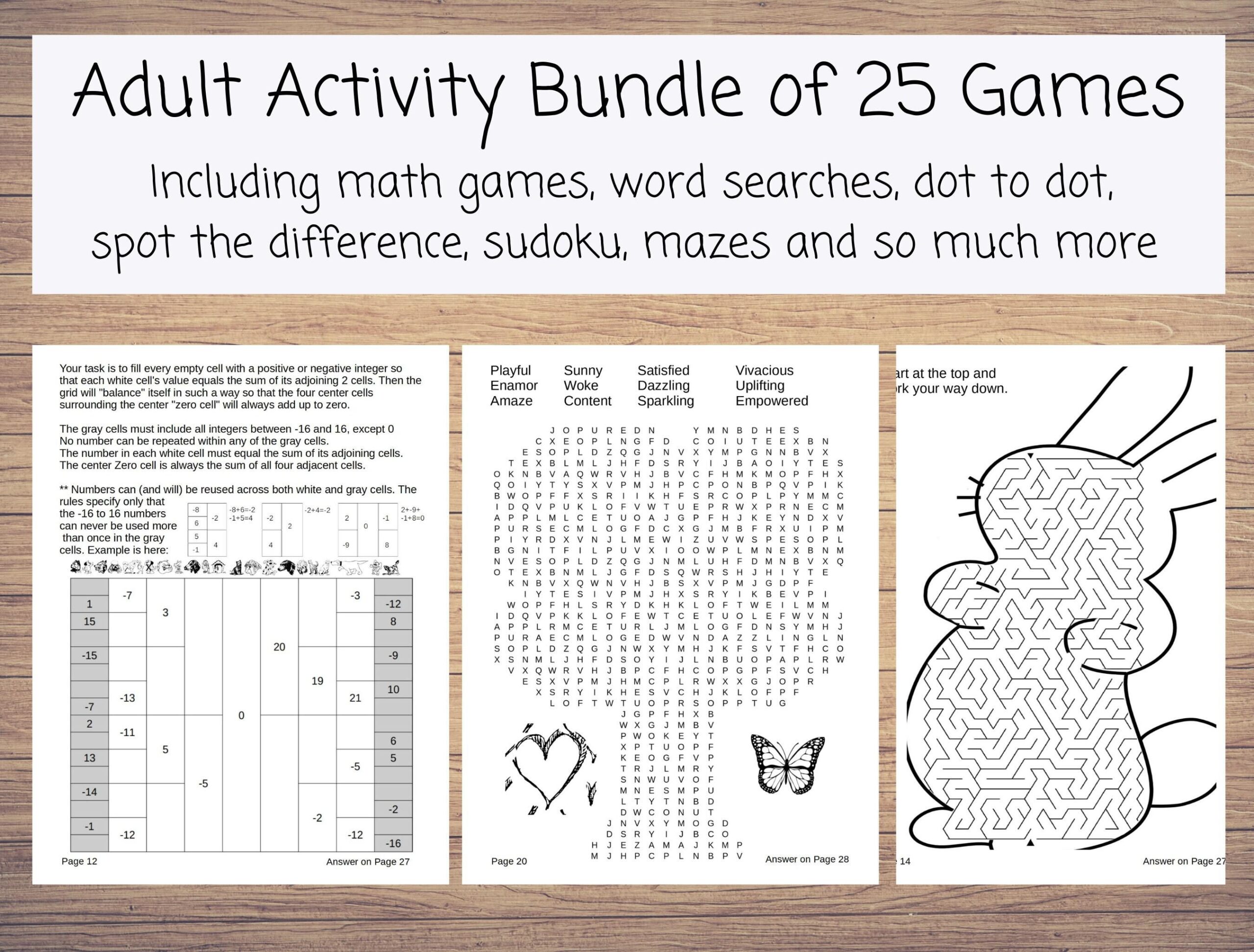 Activity Printables For Adults